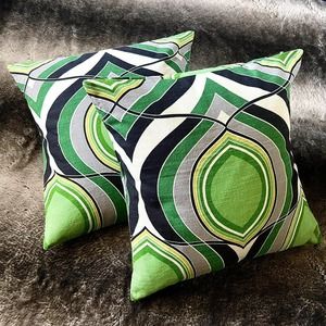 2 Pillow Covers Malachite Green Black Double Sided Pillowcase Cushion Cover Only